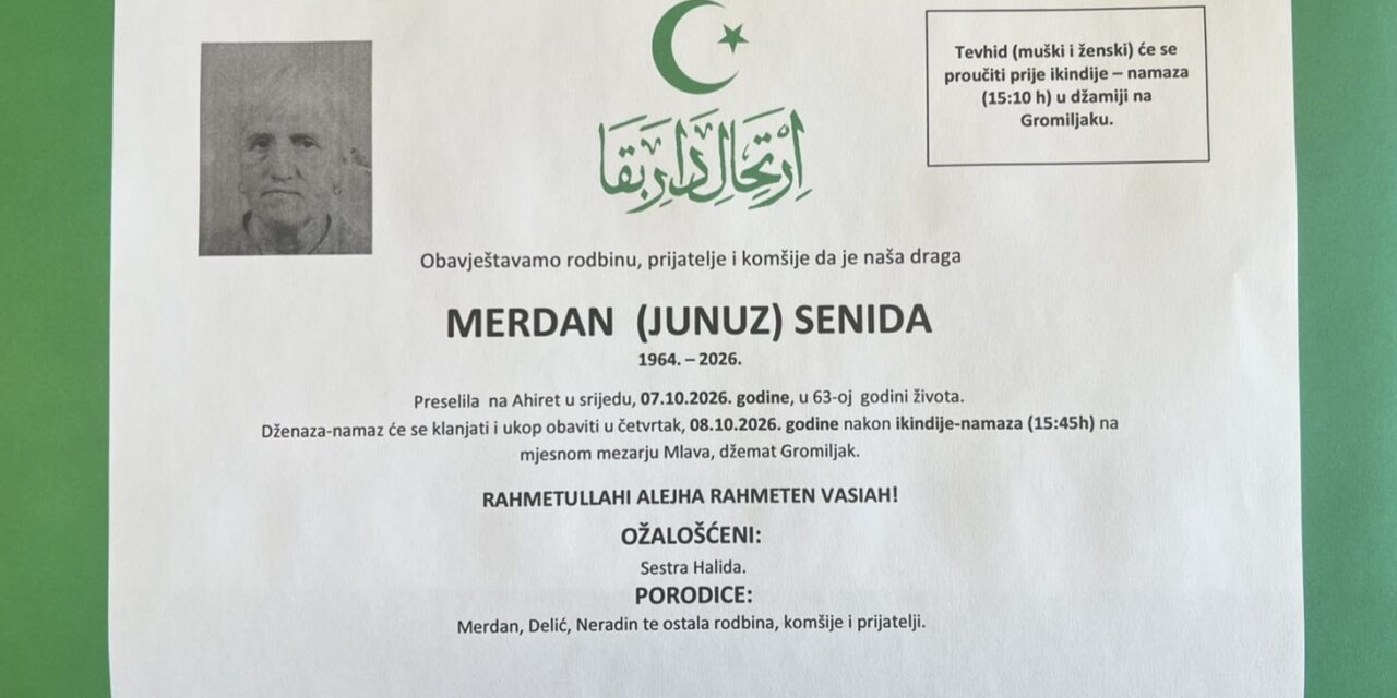 Preminula je Senida Merdan