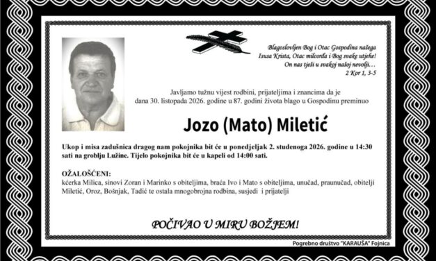 Preminuo je Jozo Miletić